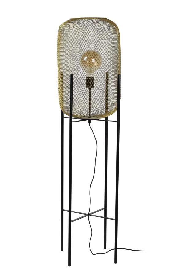 Lucide MESH - Lampadaire - Ø 35 cm - 1xE27 - Or Mat / Laiton - éteint